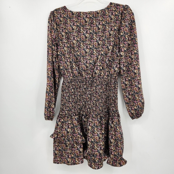 Storia Ditzy Floral Long Sleeve Mini Dress Womens Size Small V Neck Smocked - Picture 10 of 10
